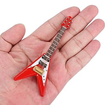 Amazon.com: Wooden Miniature Electric Guitar with Stand and